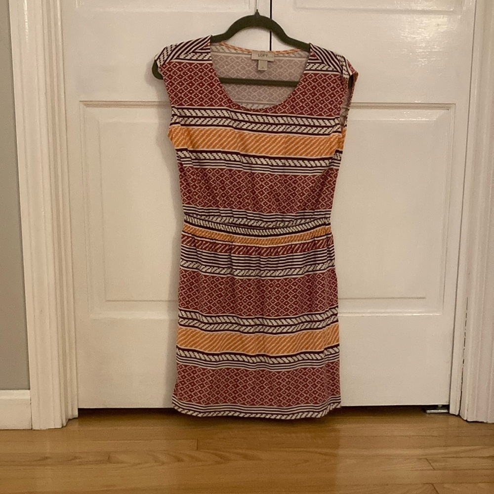 LOFT Multicolor Striped Mini Dress